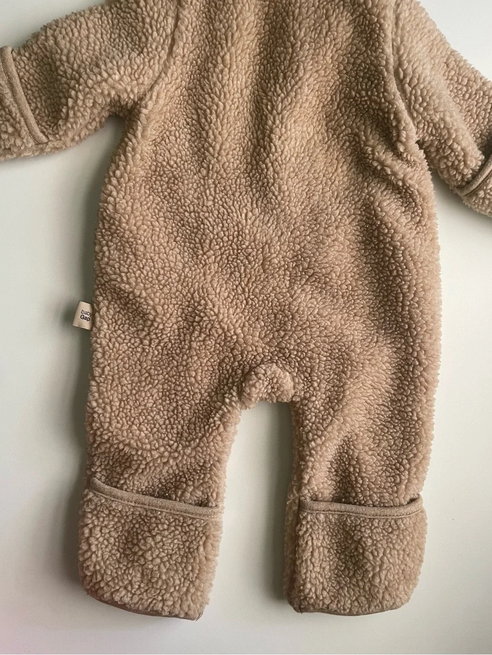 baby GAP Beige Teddy Sherpa Hooded Jumpsuit with Ears - Gender Neutral!